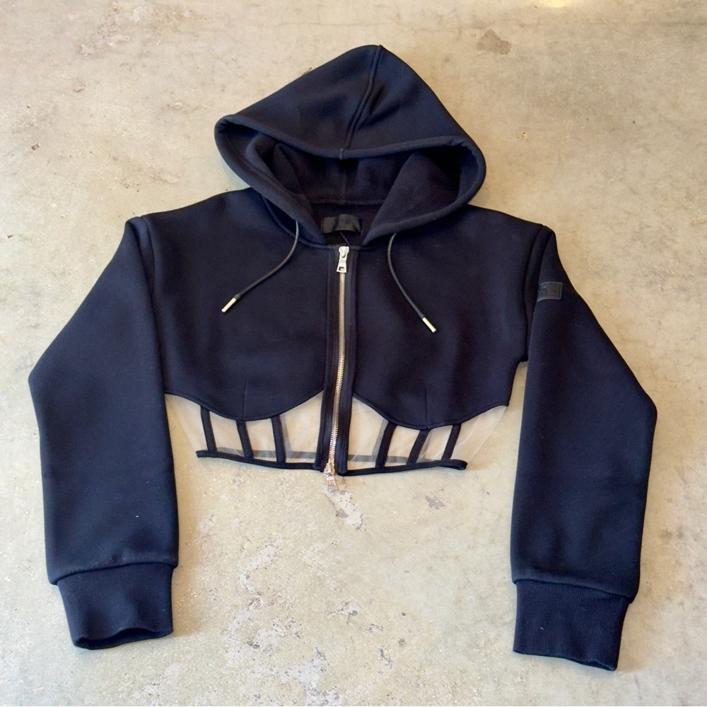 NWT RtA Nora zip-up Corset Hoodie Jacket Sz XSmall - Picture 4 of 16